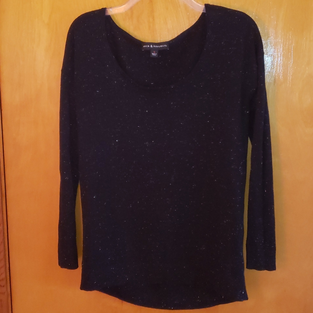 Rock & Republic Black Sparkling Sweater Small